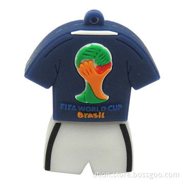 2014 World Cup Polo Shirt PVC USB Flash Drive with 1 to 32GB Memory Capacity, OEM Orders Welcomed